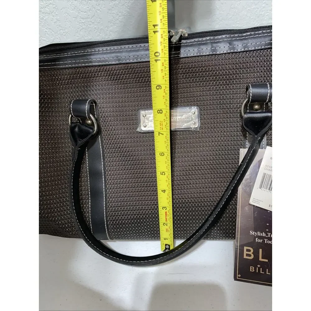 Bill Blass Essentials Designer Travel Bag Luggage Carry On‎ Brown Leather Canvas